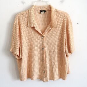 Teddi Dresses Yellow Eyelet Short Sleeve Blouse - Size Small